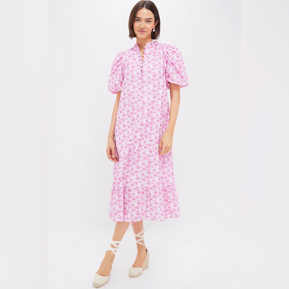 Pink Floral Midi Dress